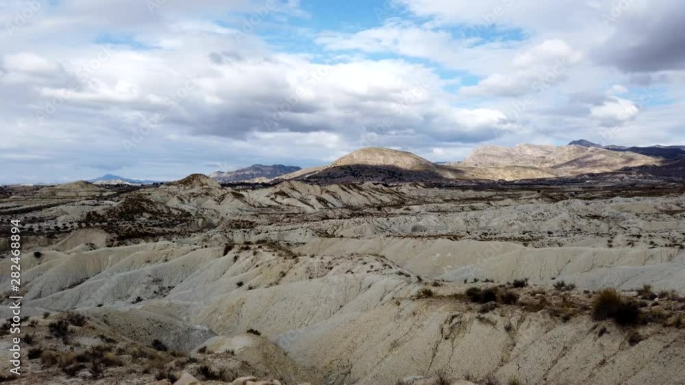 The Badlands of Abanilla and Mahoya near Murcia in Spain is an area where a lunar landscape has been formed by the erosive force of water over the millennia. The Badlands of Abanilla and Mahoya near Murcia in Spain is an area where a lunar landscape has been formed by the erosive force of water over the millennia.