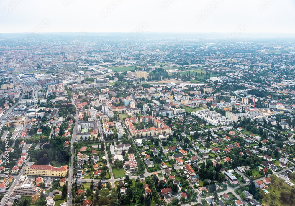 Obraz premium City Graz aerial view with district Eggenberg in Styria, Austria