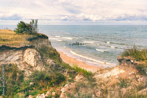 High coast of the Baltic Sea in summer photo