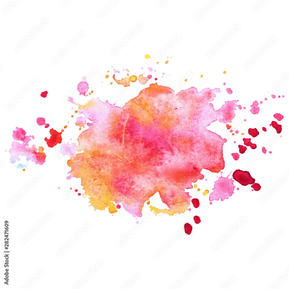 Abstract isolated colorful vector watercolor splash. Grunge element for paper design.