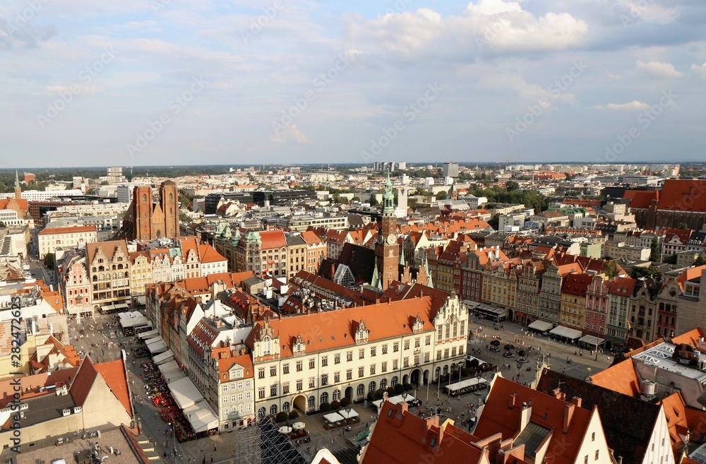 wroclaw, poland, city, architecture, view, town, roof, old, cityscape, panorama, building, church, panoramic, aerial, house, roofs, street, urban, tower, 