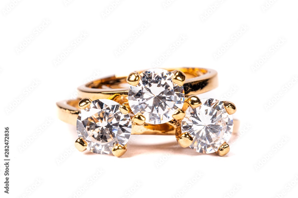 Close up of clear stone gold rings Close up of clear stone gold rings