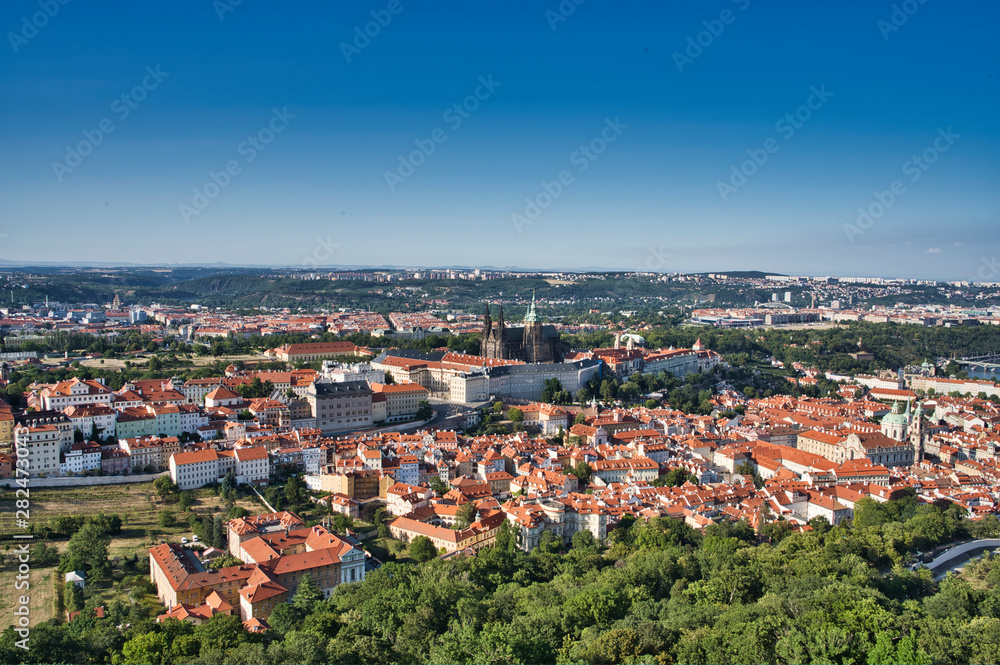 view of the upper city and St. Vitus Cathedral in Prague
