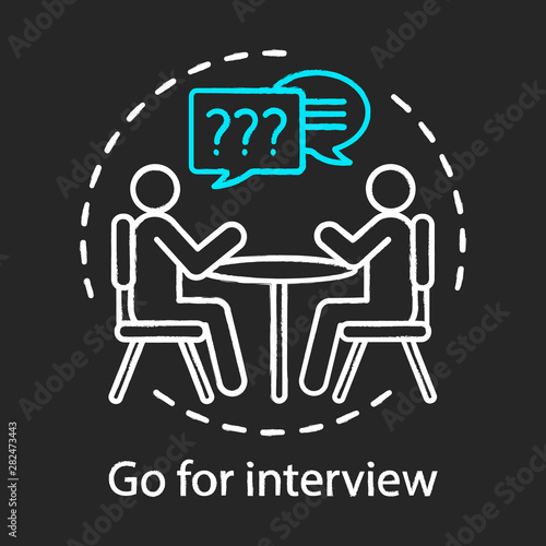Go for interview concept chalk icon. Job interviewing idea. Headhunting. Personnel hiring. Employment, recruitment. Vector isolated chalkboard illustration