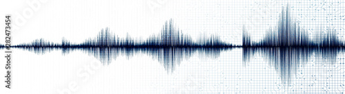 Blue Digital Sound Wave on White Technology Background,technology and earthquake wave  diagram concept,design for Technology  and science,Vector Illustration.