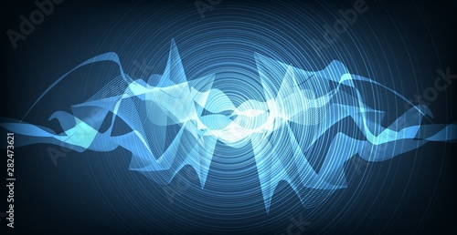 Dark Blue Digital Sound Wave Background,technology and earthquake wave diagram concept,design for music studio and science,Vector Illustration.