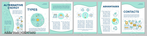 Alternative energy brochure template layout. Eco energy. Flyer, booklet, leaflet print design with linear illustrations. Vector page layouts for magazines, annual reports, advertising posters