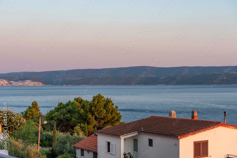 Adriatic sea in sunset in Croatia