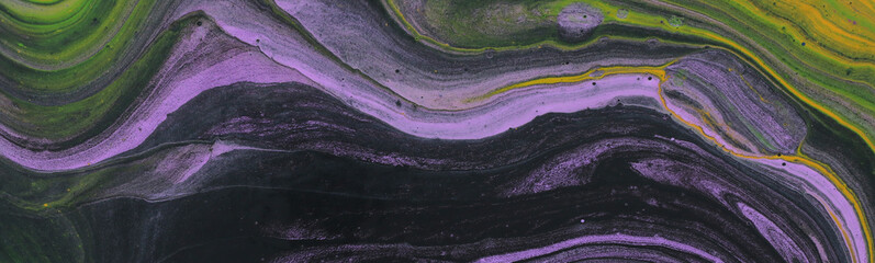 abstract marbleized effect background. purple, green and black creative colors. banner