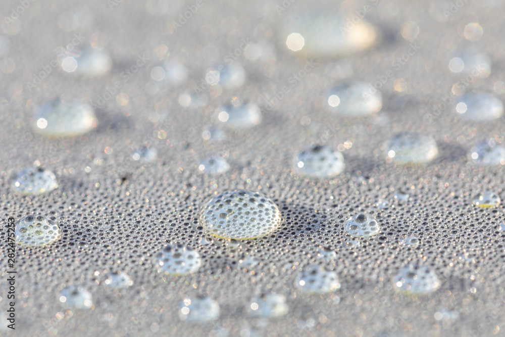 Background design made of water drops on a gray background - obrazy, fototapety, plakaty 