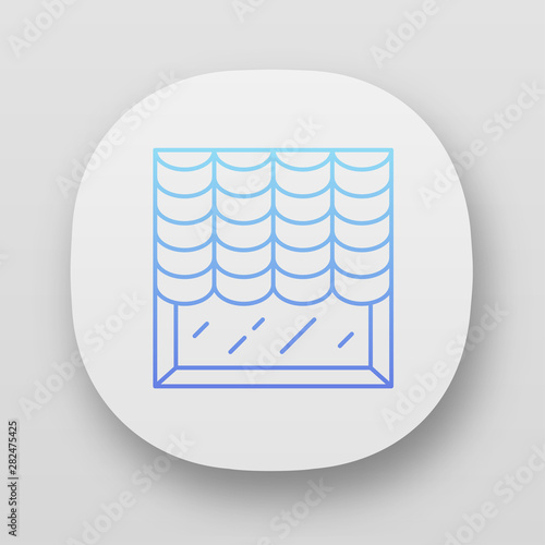 Austrian shades app icon. Room darkening decoration. House decor. Window curtain, blinds, treatments for bedroom. UI/UX user interface. Web or mobile applications. Vector isolated illustrations
