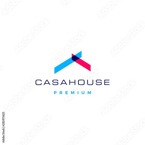 overlapping house home mortgage roof architect logo vector icon illustration