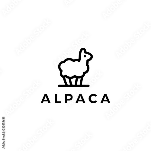 alpaca llama logo vector icon illustration line outline monoline style