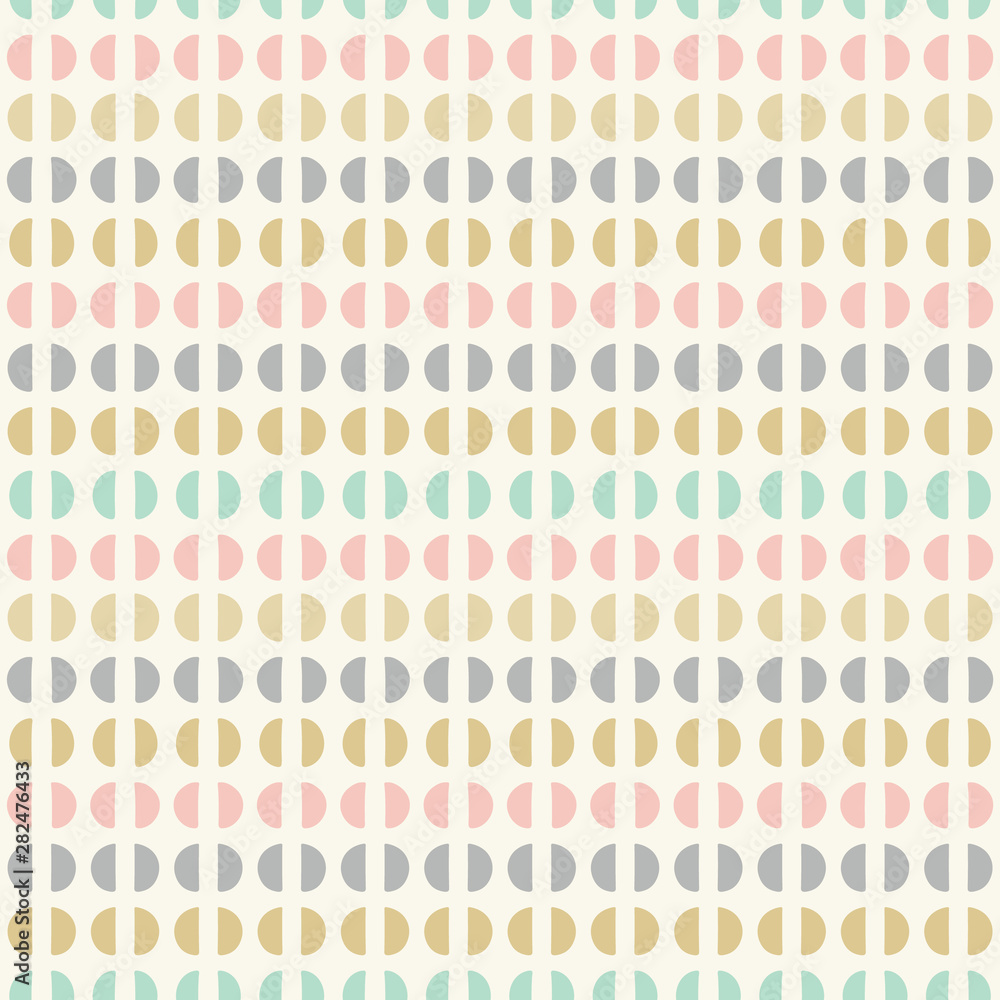 Geometric repeat pattern of hand drawn semi circles in sweet pastel colours. Seamless vector abstract background ideal for children and baby projects. Geometric repeat pattern of hand drawn semi circles in sweet pastel colours. Seamless vector abstract background ideal for children and baby projects.