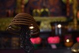 Burning incense coil at a Chinese temple