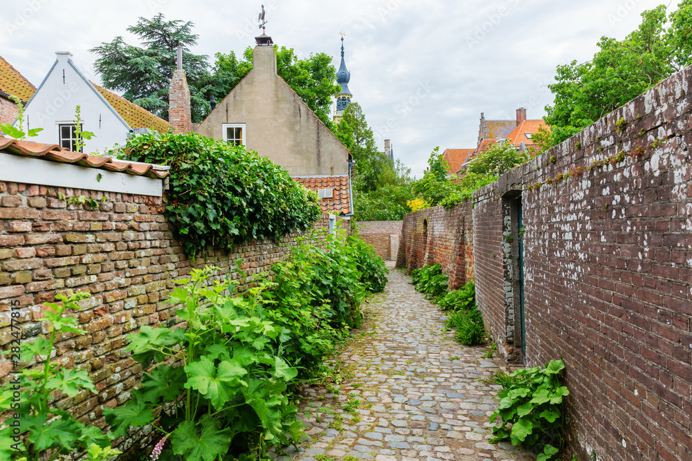 street view in the historic small town of Veere, Netherlands