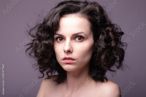 beautiful young curly girl portrait