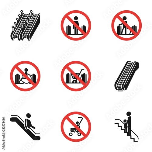Escalator restriction icon set. Simple set of 9 escalator restriction vector icons for web design isolated on white background