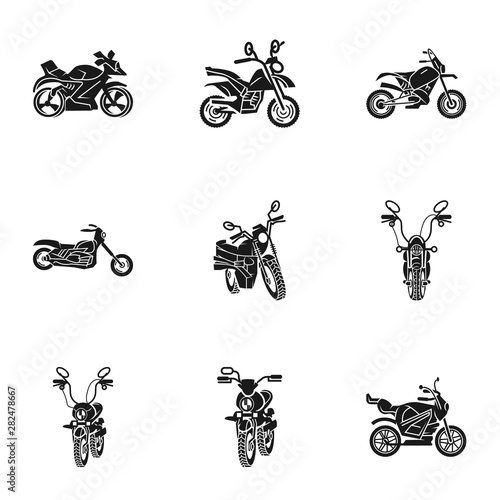 Racing motorbike icon set. Simple set of 9 racing motorbike vector icons for web design isolated on white background
