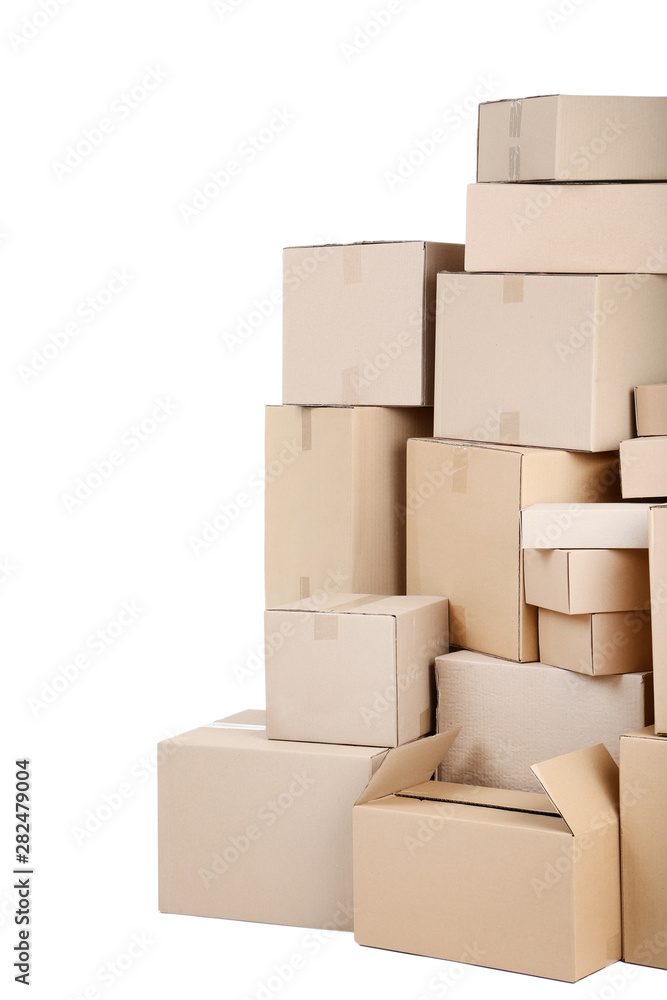 Cardboard boxes on white background Cardboard boxes on white background