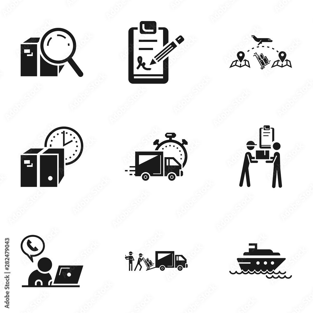 Global parcel delivery icon set. Simple set of 9 global parcel delivery vector icons for web design isolated on white background Global parcel delivery icon set. Simple set of 9 global parcel delivery vector icons for web design isolated on white background