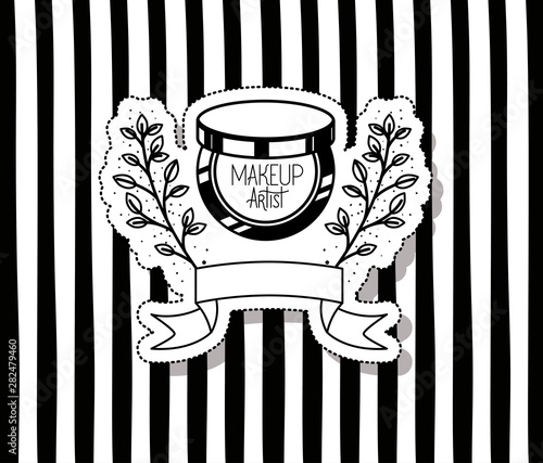 blush make up in floral frame elegant