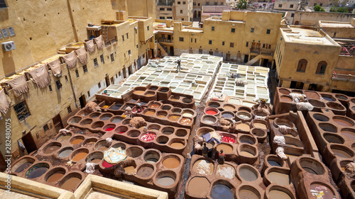 Leather tanneries of Fez in Morocco.