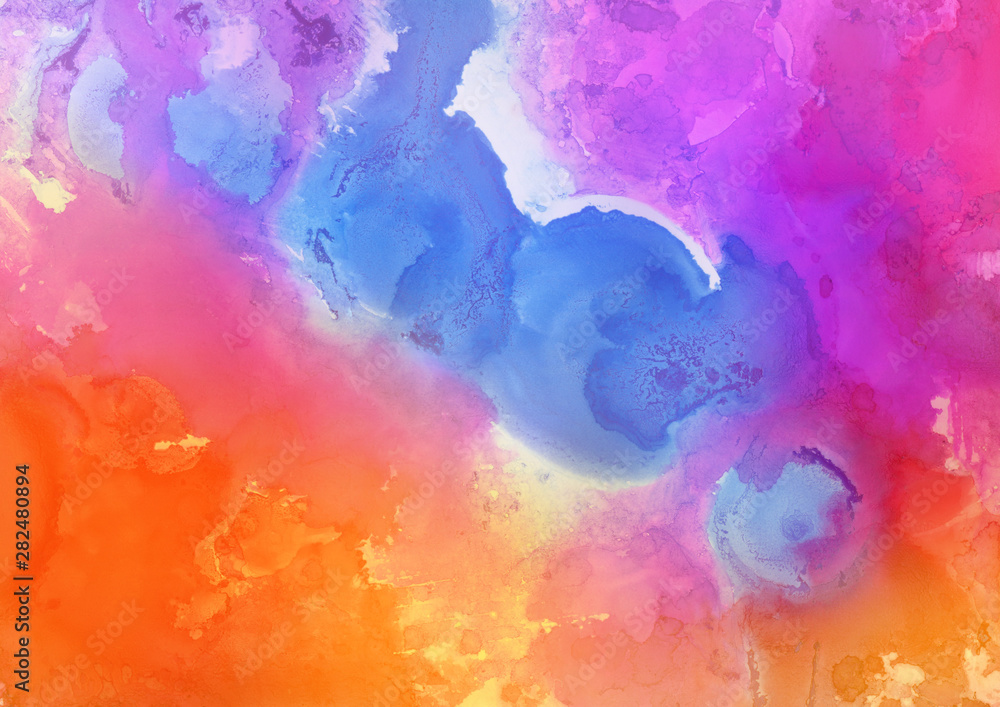 Fototapeta premium Colorful hand painted ink background. Abstract delicate texture. Contemporary wallpaper.