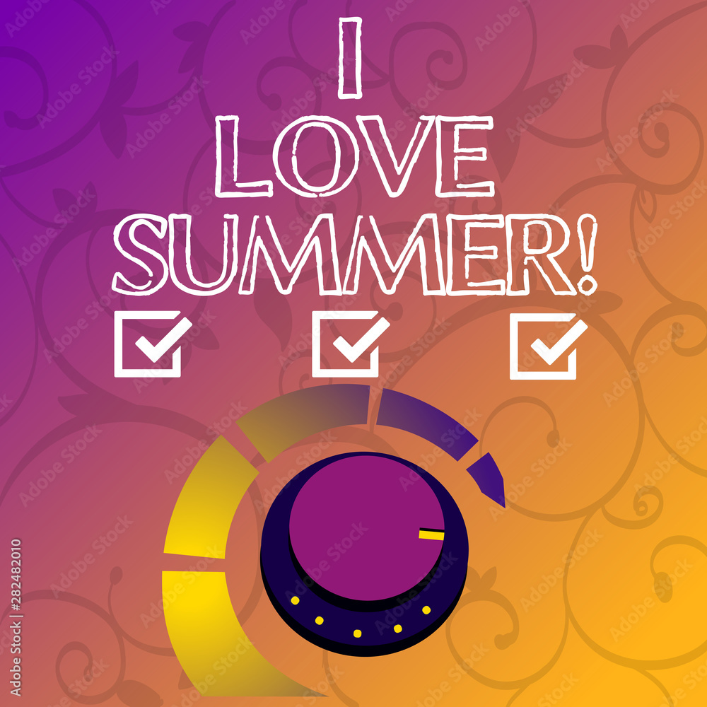 Fototapeta premium Conceptual hand writing showing I Love Summer. Business photo showcasing Affection for sunny hot season of the year Vacations