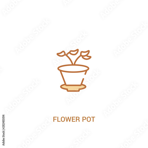 flower pot concept 2 colored icon. simple line element illustration. outline brown flower pot symbol. can be used for web and mobile ui/ux.