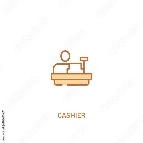 cashier concept 2 colored icon. simple line element illustration. outline brown cashier symbol. can be used for web and mobile ui/ux.