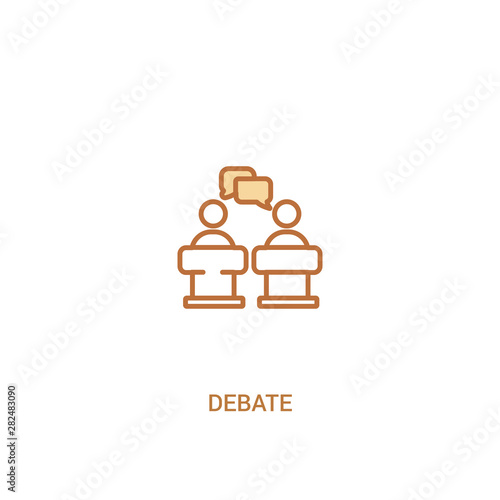 debate concept 2 colored icon. simple line element illustration. outline brown debate symbol. can be used for web and mobile ui/ux.