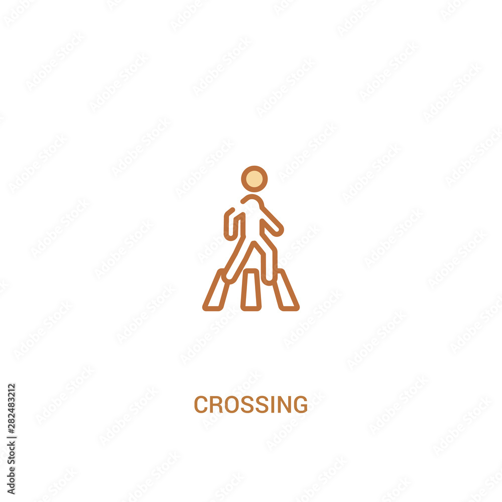 crossing concept 2 colored icon. simple line element illustration. outline brown crossing symbol. can be used for web and mobile ui/ux. crossing concept 2 colored icon. simple line element illustration. outline brown crossing symbol. can be used for web and mobile ui/ux.