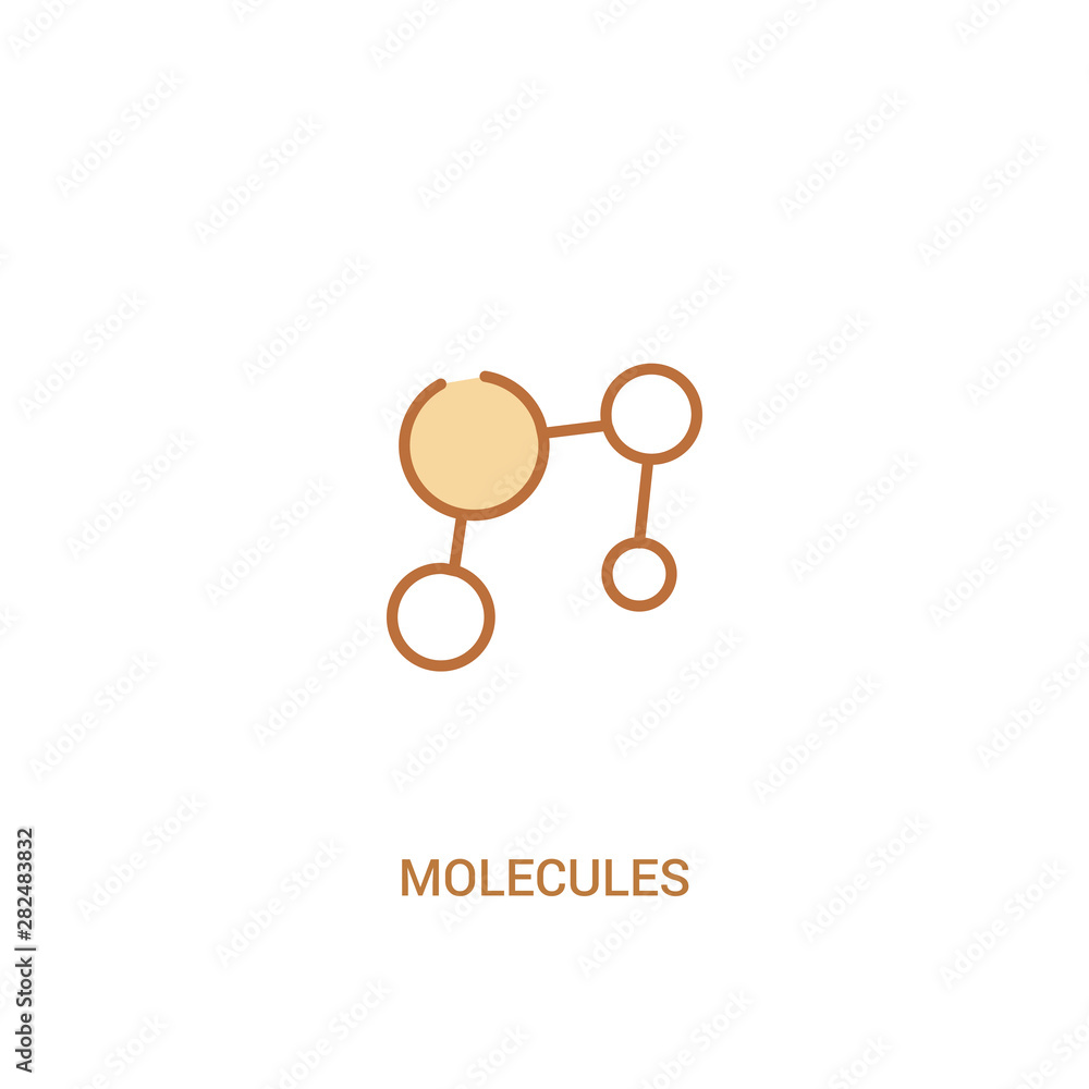 molecules concept 2 colored icon. simple line element illustration. outline brown molecules symbol. can be used for web and mobile ui/ux.