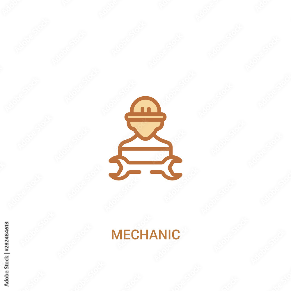 mechanic concept 2 colored icon. simple line element illustration. outline brown mechanic symbol. can be used for web and mobile ui/ux. mechanic concept 2 colored icon. simple line element illustration. outline brown mechanic symbol. can be used for web and mobile ui/ux.