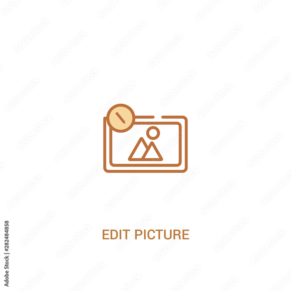 edit picture concept 2 colored icon. simple line element illustration. outline brown edit picture symbol. can be used for web and mobile ui/ux.