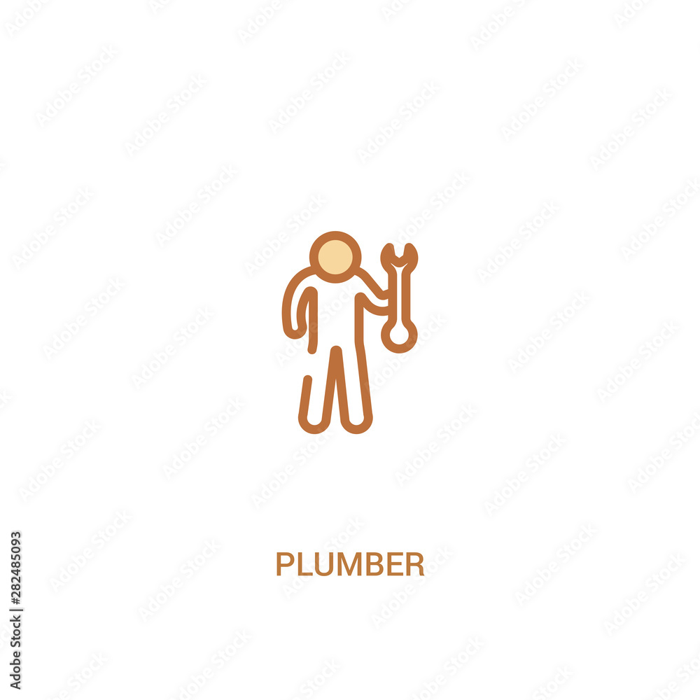plumber concept 2 colored icon. simple line element illustration. outline brown plumber symbol. can be used for web and mobile ui/ux. plumber concept 2 colored icon. simple line element illustration. outline brown plumber symbol. can be used for web and mobile ui/ux.