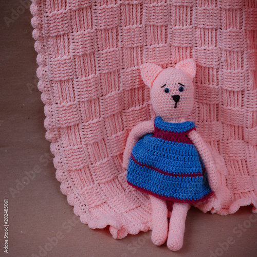 Wallpaper Mural crochet toy pink cat in a dress  Torontodigital.ca