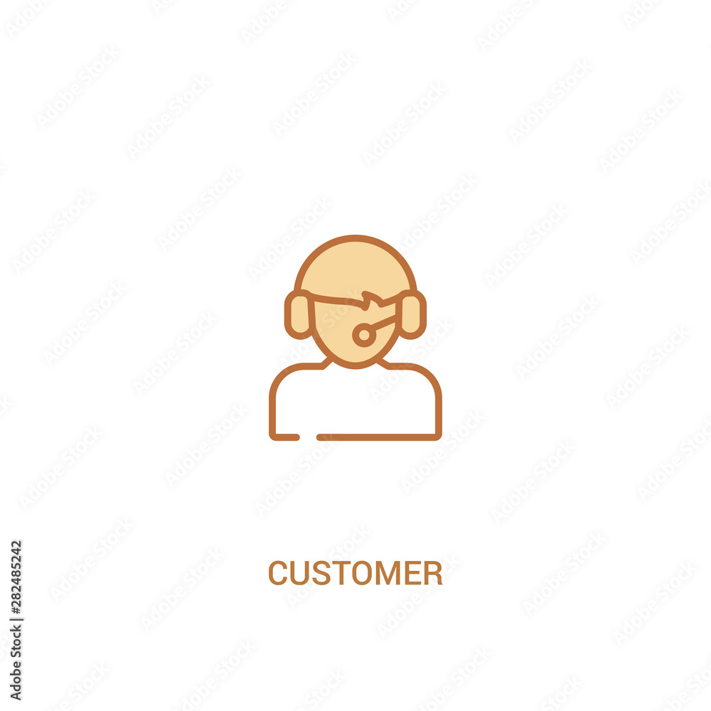 customer concept 2 colored icon. simple line element illustration. outline brown customer symbol. can be used for web and mobile ui/ux.