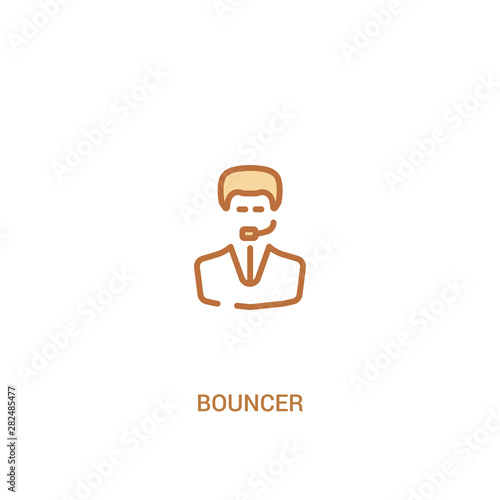 bouncer concept 2 colored icon. simple line element illustration. outline brown bouncer symbol. can be used for web and mobile ui/ux.