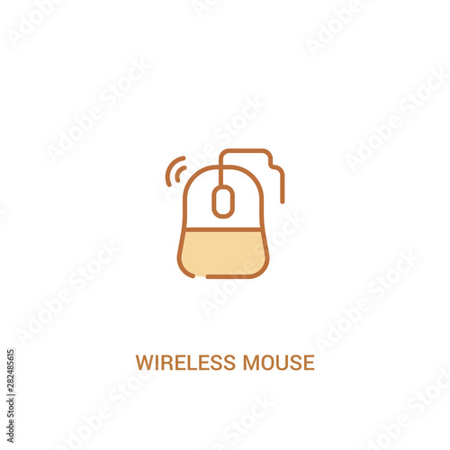 wireless mouse concept 2 colored icon. simple line element illustration. outline brown wireless mouse symbol. can be used for web and mobile ui/ux.