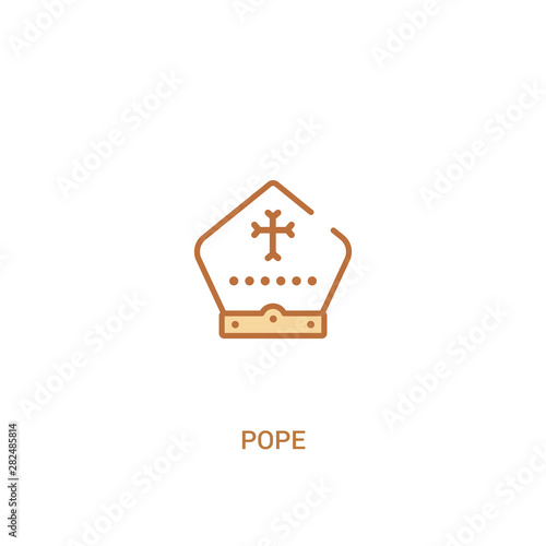 pope concept 2 colored icon. simple line element illustration. outline brown pope symbol. can be used for web and mobile ui/ux.