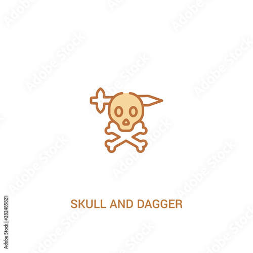 skull and dagger concept 2 colored icon. simple line element illustration. outline brown skull and dagger symbol. can be used for web and mobile ui ux.