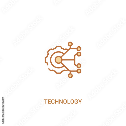 technology concept 2 colored icon. simple line element illustration. outline brown technology symbol. can be used for web and mobile ui/ux.