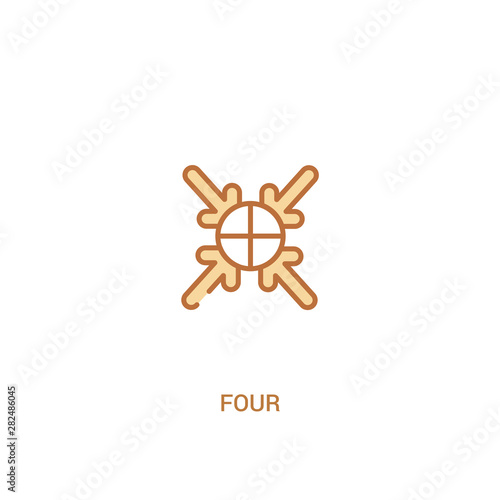 four concept 2 colored icon. simple line element illustration. outline brown four symbol. can be used for web and mobile ui/ux.