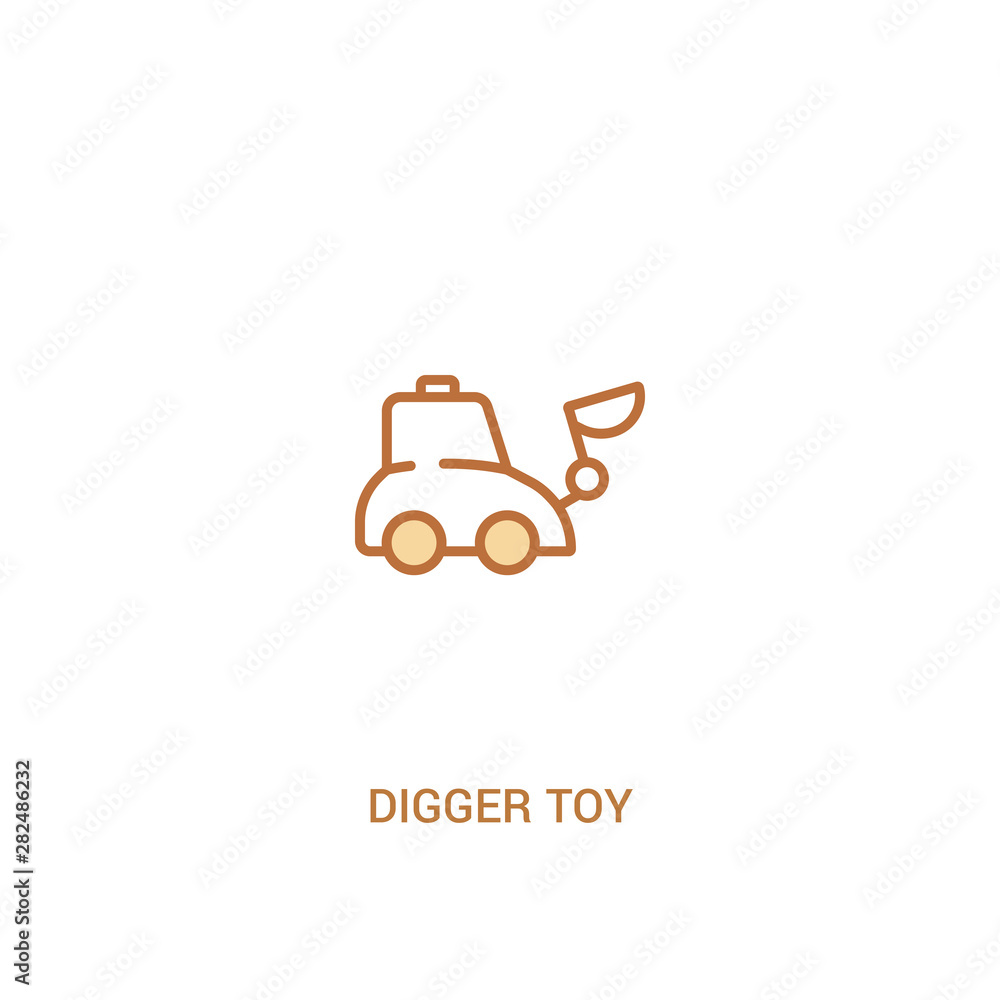 digger toy concept 2 colored icon. simple line element illustration. outline brown digger toy symbol. can be used for web and mobile ui/ux. digger toy concept 2 colored icon. simple line element illustration. outline brown digger toy symbol. can be used for web and mobile ui/ux.