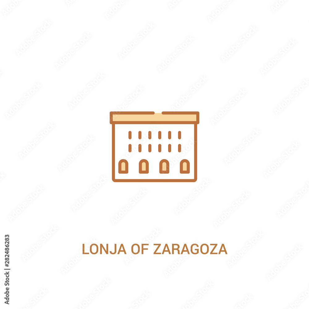 lonja of zaragoza concept 2 colored icon. simple line element illustration. outline brown lonja of zaragoza symbol. can be used for web and mobile ui/ux.