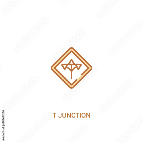 t junction concept 2 colored icon. simple line element illustration. outline brown t junction symbol. can be used for web and mobile ui/ux.