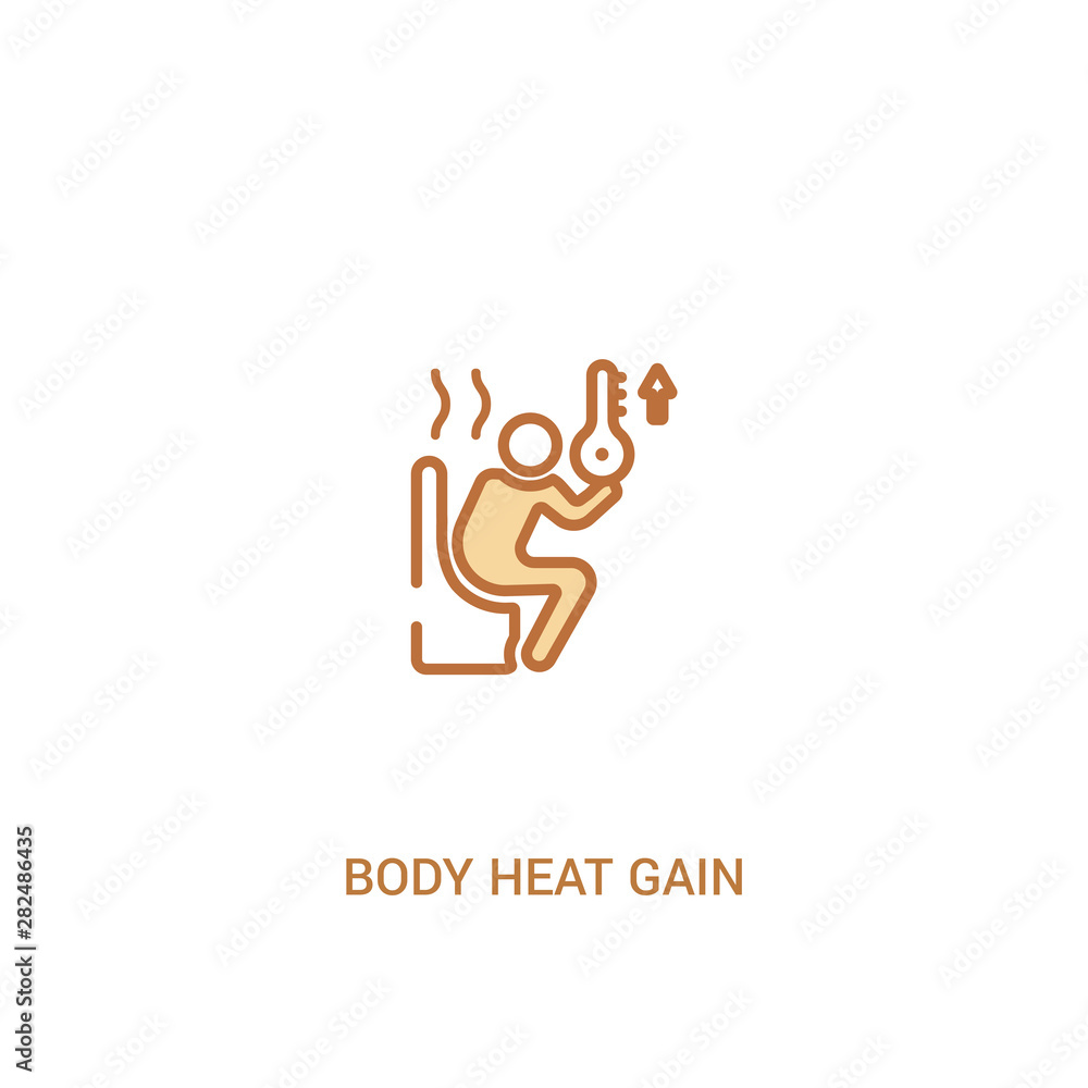 body heat gain concept 2 colored icon. simple line element illustration. outline brown body heat gain symbol. can be used for web and mobile ui/ux. body heat gain concept 2 colored icon. simple line element illustration. outline brown body heat gain symbol. can be used for web and mobile ui/ux.