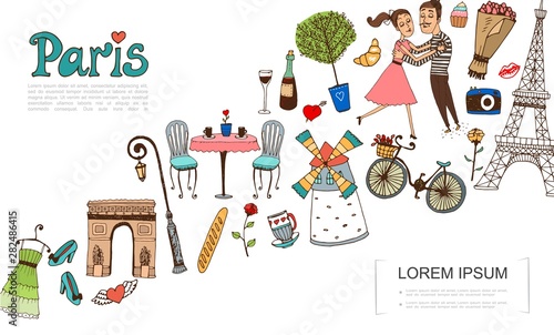Hand Drawn Paris Elements Concept